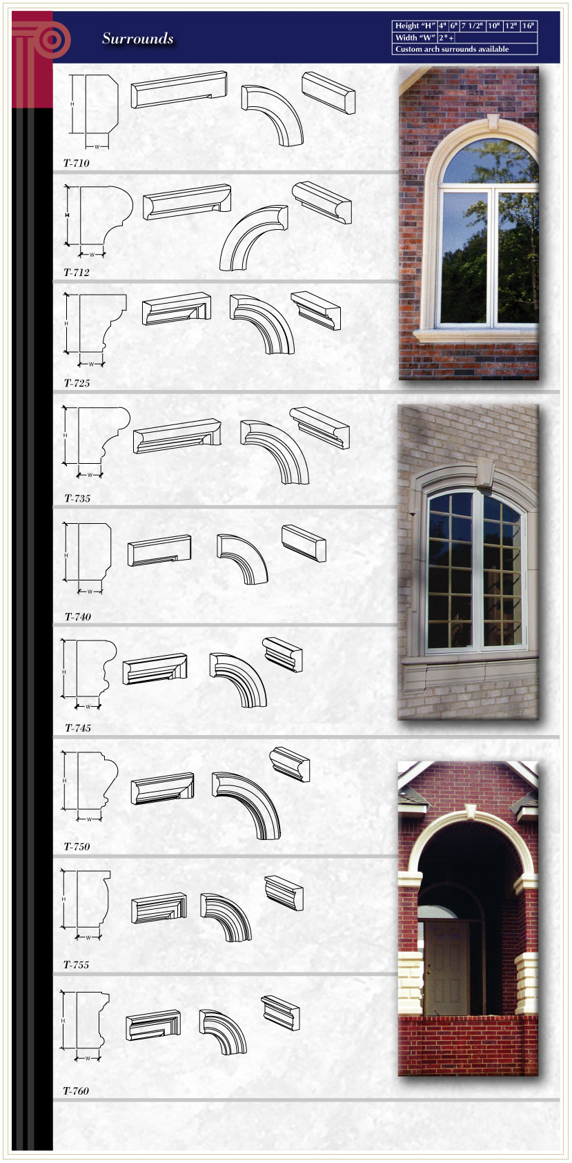 Cast Stone Window Trim & Door Surround Product Catalog